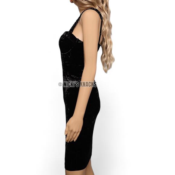 Guess Gianna Black Velvet Mini Dress Sleeveless Bodycon Party Outfit Size XS - Picture 6 of 13